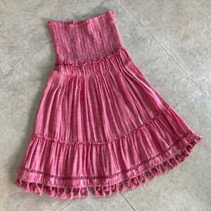 Blue Island Red Bandeau A Line Sleeveless Dress with Tassels Size Small